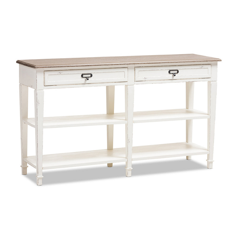 Urban Designs Dauphine Weathered Oak and White Wash Distressed Console Table