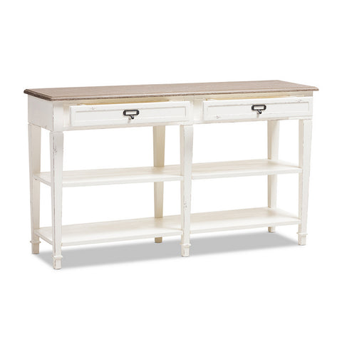 Urban Designs Dauphine Weathered Oak and White Wash Distressed Console Table