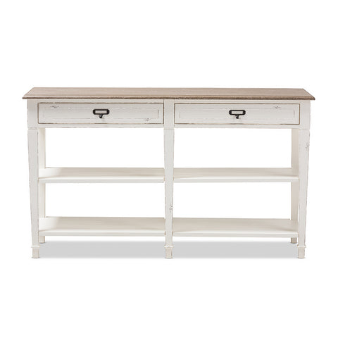 Urban Designs Dauphine Weathered Oak and White Wash Distressed Console Table