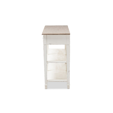 Urban Designs Dauphine Weathered Oak and White Wash Distressed Console Table