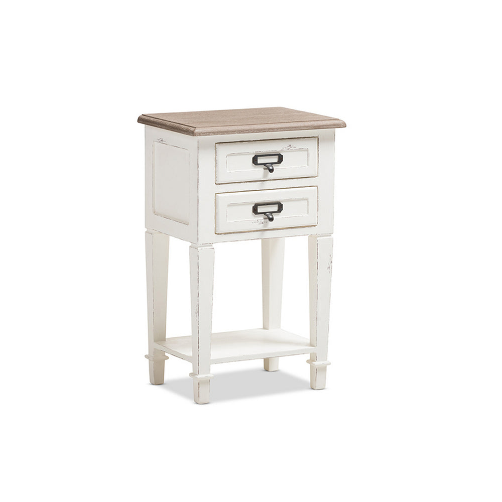 Urban Designs Weathered Oak White Wash Distressed Finish Wood Nightstand