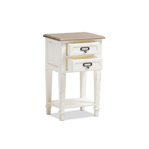 Urban Designs Weathered Oak White Wash Distressed Finish Wood Nightstand