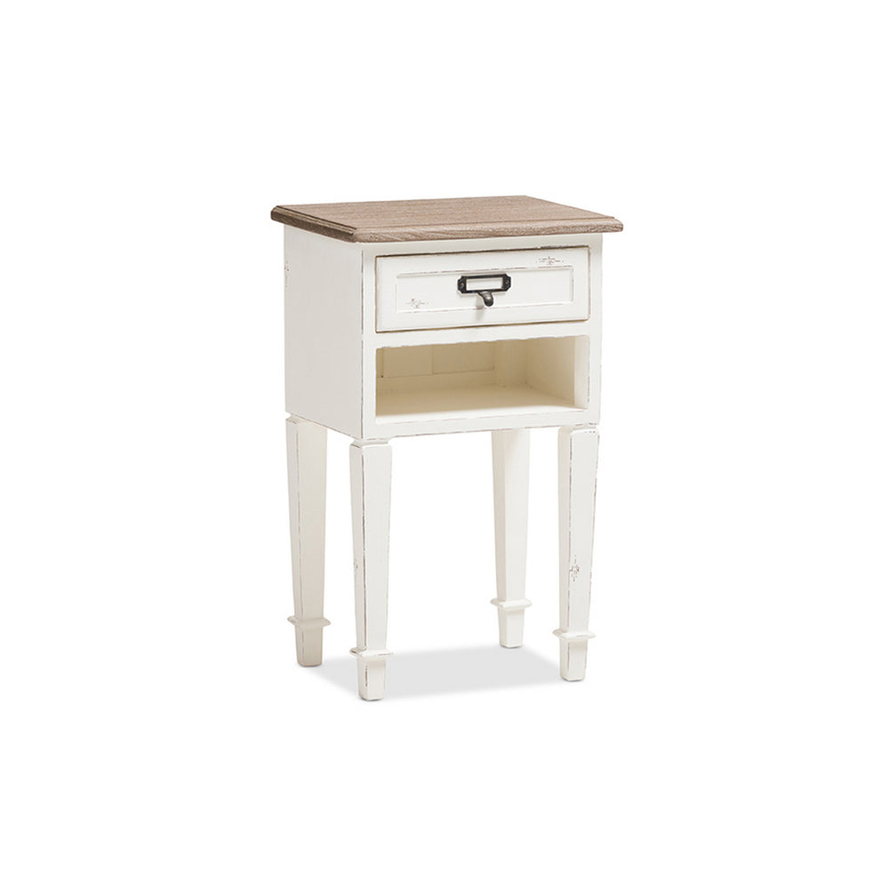 Urban Designs Weathered Oak White Wash Distressed Finish Nightstand