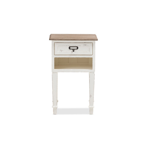 Urban Designs Weathered Oak White Wash Distressed Finish Nightstand