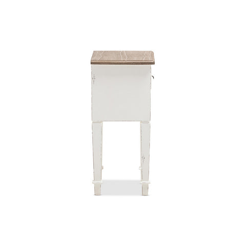 Urban Designs Weathered Oak White Wash Distressed Finish Nightstand