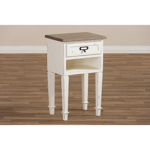 Urban Designs Weathered Oak White Wash Distressed Finish Nightstand