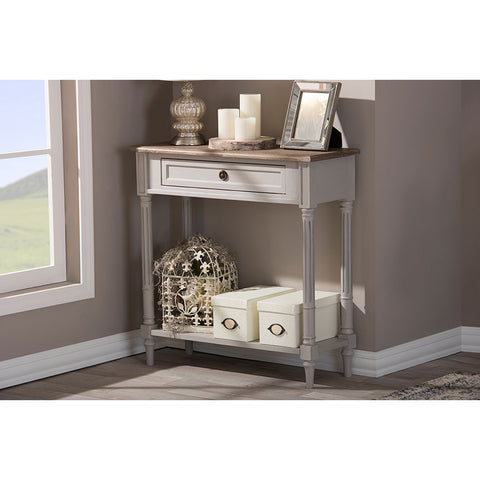 Urban Designs Edouard Grey and Brown Distressed Two-tone 1-drawer Console Table