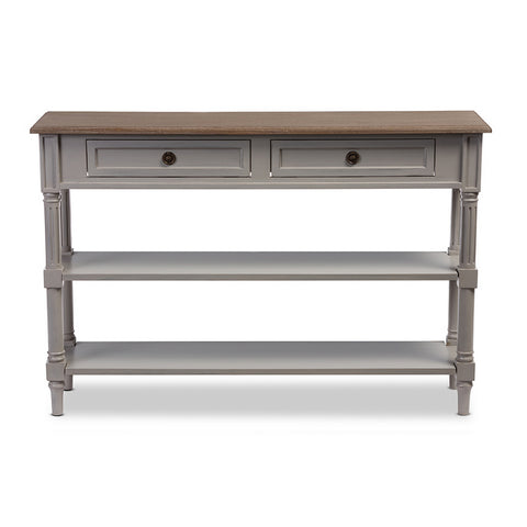 Urban Designs Edouard Grey and Brown Distressed Two-tone 2-drawer Console Table