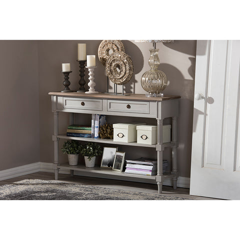 Urban Designs Edouard Grey and Brown Distressed Two-tone 2-drawer Console Table