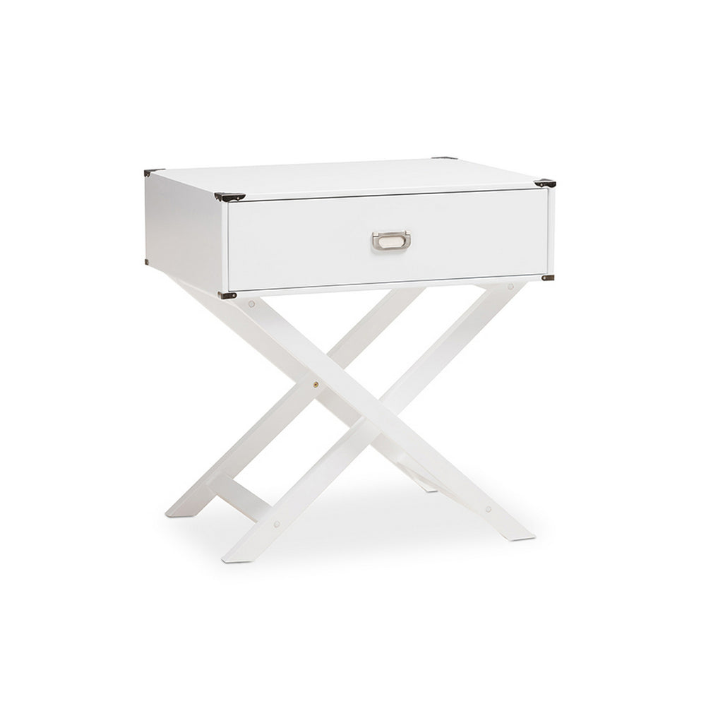 Urban Designs Curtice Modern And Contemporary White Drawer Wooden Bedside Table