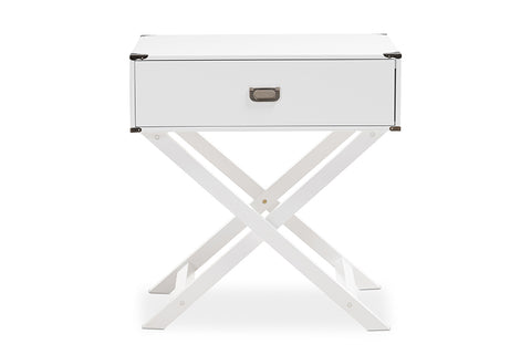 Urban Designs Curtice Modern And Contemporary White Drawer Wooden Bedside Table