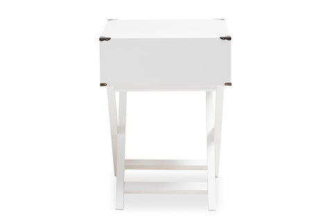 Urban Designs Curtice Modern And Contemporary White Drawer Wooden Bedside Table