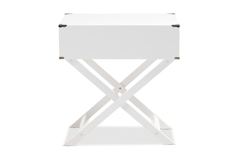 Urban Designs Curtice Modern And Contemporary White Drawer Wooden Bedside Table
