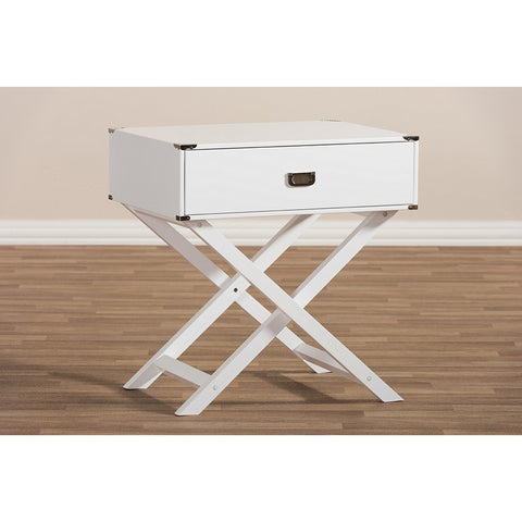 Urban Designs Curtice Modern And Contemporary White Drawer Wooden Bedside Table