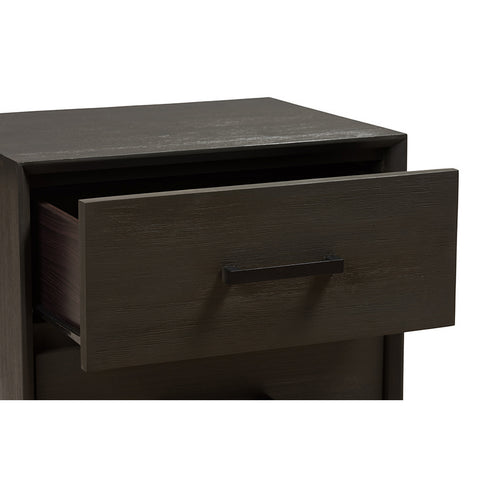 Urban Designs Marseille Rustic Grey Wood Black Metal 2-Drawer Nightstand