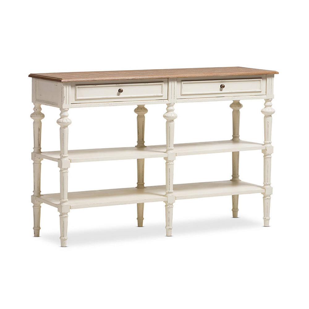 Urban Designs French Provincial Weathered Oak and Whitewash Console Table