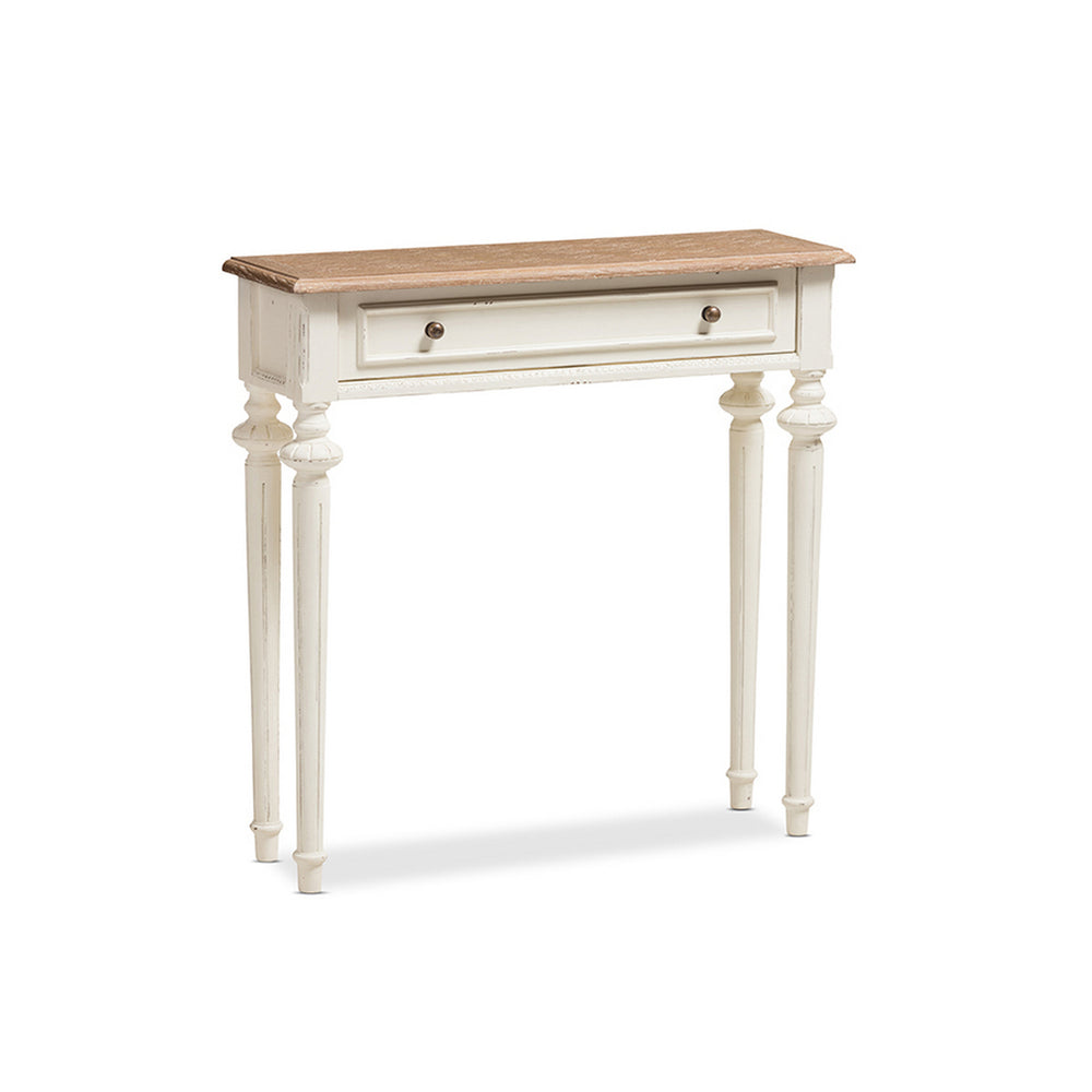 Urban Designs Weathered Oak White Wash Distressed Wood Two-Tone Console Table