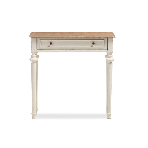 Urban Designs Weathered Oak White Wash Distressed Wood Two-Tone Console Table