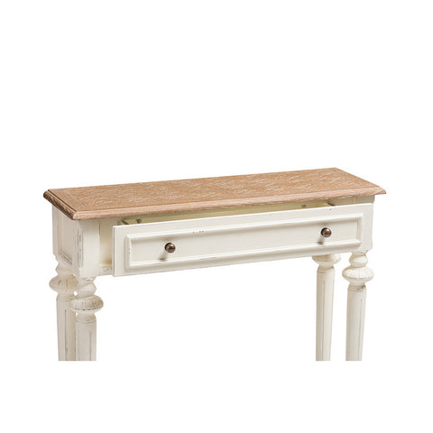 Urban Designs Weathered Oak White Wash Distressed Wood Two-Tone Console Table