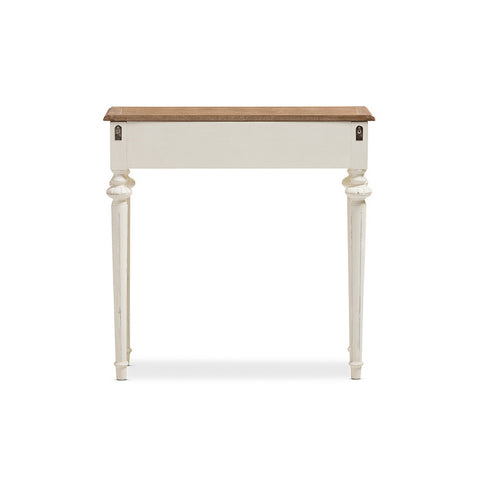 Urban Designs Weathered Oak White Wash Distressed Wood Two-Tone Console Table