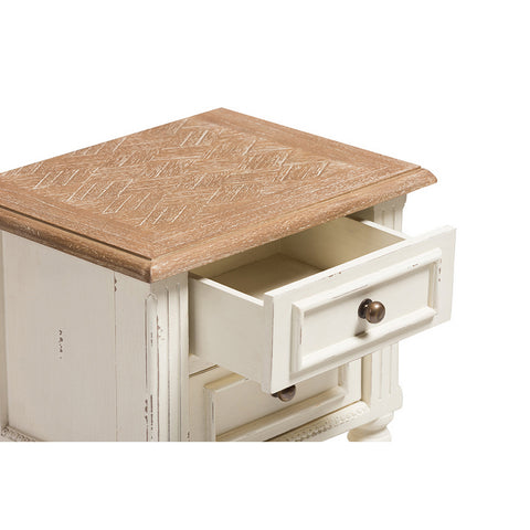 Urban Designs Weathered Oak White Wash Distressed Finish Two-Tone Nightstand