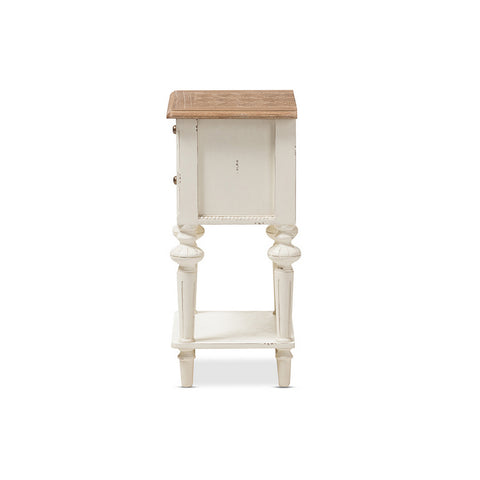 Urban Designs Weathered Oak White Wash Distressed Finish Two-Tone Nightstand
