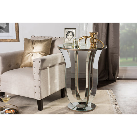 Urban Designs Kylie Modern Mirrored Accent Side Table