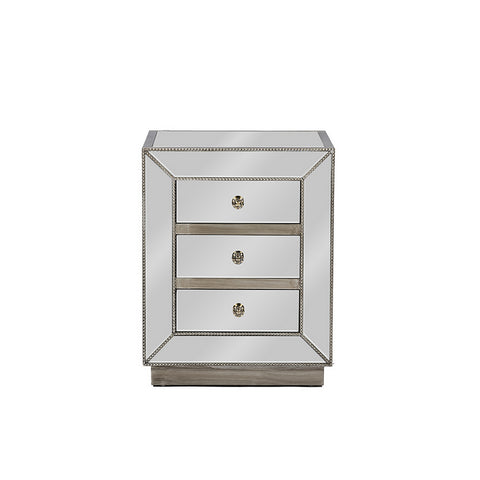 Urban Designs Cardiff Contemporary Mirrored 3-Drawer Nightstand