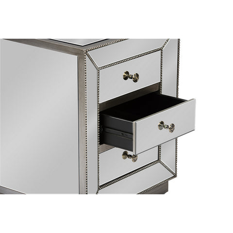 Urban Designs Cardiff Contemporary Mirrored 3-Drawer Nightstand