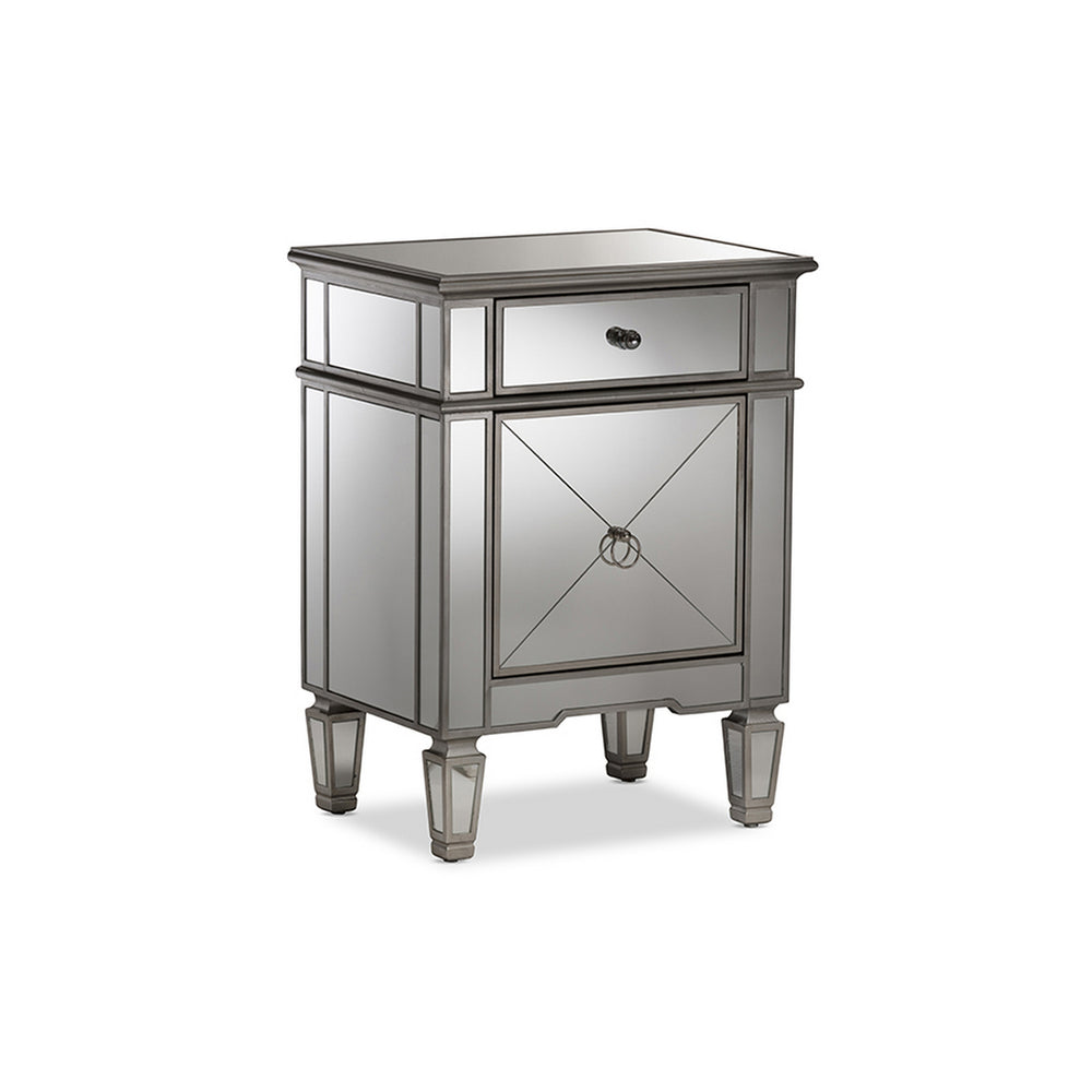 Urban Designs Nottingham Glamour Style Mirrored Nightstand