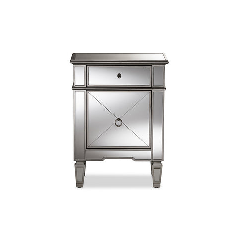 Urban Designs Nottingham Glamour Style Mirrored Nightstand