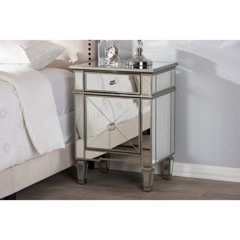 Urban Designs Nottingham Glamour Style Mirrored Nightstand