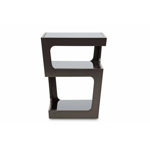 Urban Designs Clara Black Modern End Table with 3-Tiered Glass Shelves