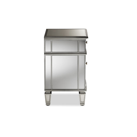 Urban Designs Sunderland Glamour Style Mirrored 2-Drawer Nightstand