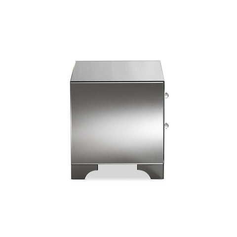 Urban Designs Berlin Glamour Style Mirrored 2-Drawer Nightstand