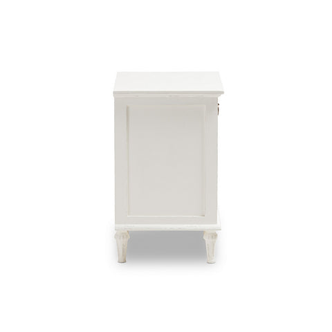 Urban Designs Rome French-Inspired Rustic Whitewash Wood 1-Drawer Nightstand