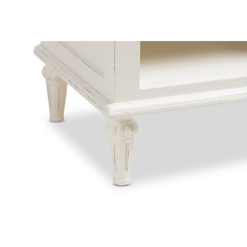 Urban Designs Rome French-Inspired Rustic Whitewash Wood 1-Drawer Nightstand