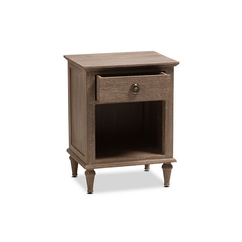 Urban Designs Rome Rustic Grey Wash Finish Wood 1-Drawer Nightstand