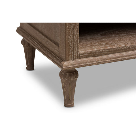 Urban Designs Rome Rustic Grey Wash Finish Wood 1-Drawer Nightstand