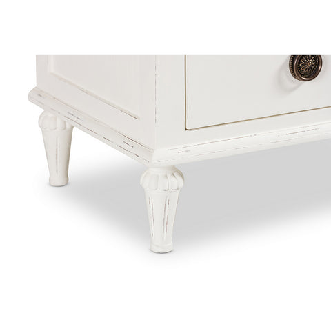 Urban Designs Rome French-Inspired Rustic Whitewash Wood 3-Drawer Nightstand