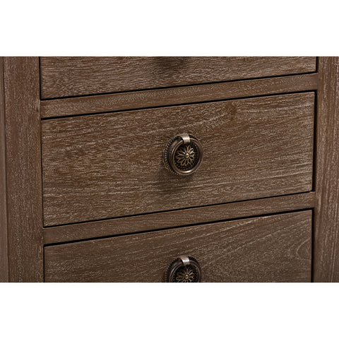 Urban Designs Rome Rustic Grey Wash Finish Wood 3-Drawer Nightstand