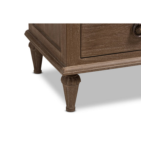 Urban Designs Rome Rustic Grey Wash Finish Wood 3-Drawer Nightstand