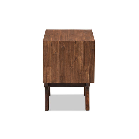 Urban Designs Vienna Mid-Century Modern Brown Wood 2-Drawer Nightstand