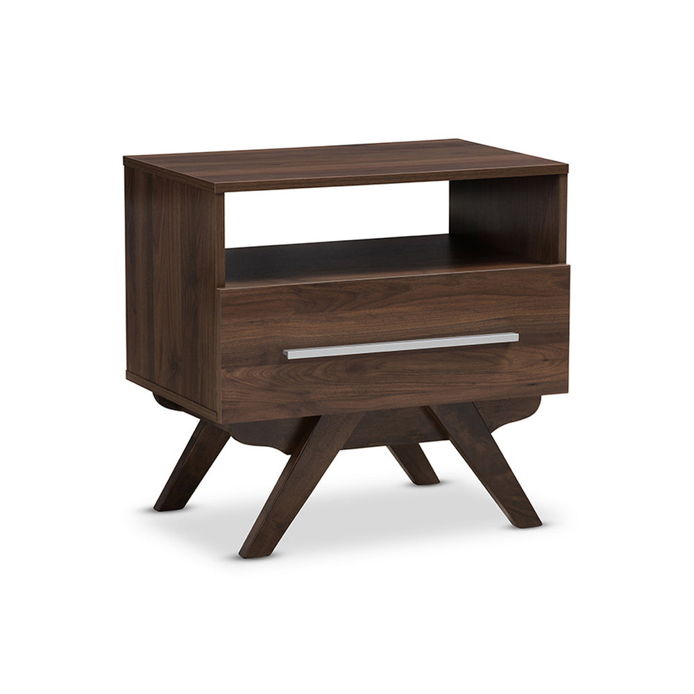 Urban Designs Ashfield Mid-Century Modern Walnut Brown Finished Wood Nightstand