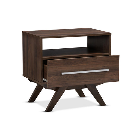 Urban Designs Ashfield Mid-Century Modern Walnut Brown Finished Wood Nightstand