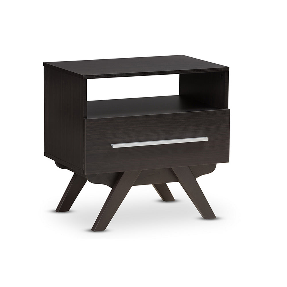 Urban Designs Ashfield Mid-Century Espresso Brown Finished Wood Nightstand