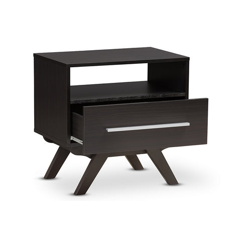 Urban Designs Ashfield Mid-Century Espresso Brown Finished Wood Nightstand