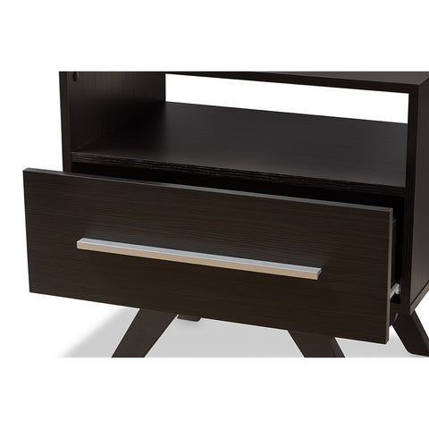 Urban Designs Ashfield Mid-Century Espresso Brown Finished Wood Nightstand