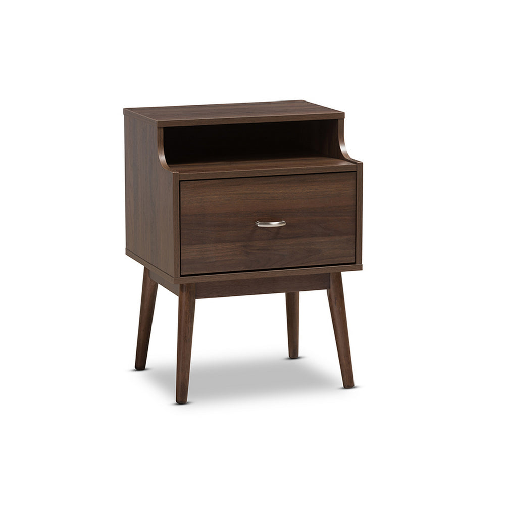 Urban Designs Disa Mid-Century Modern Walnut Brown Finished Nightstand