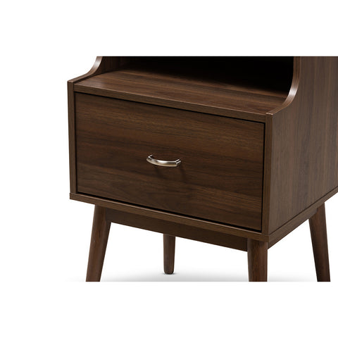 Urban Designs Disa Mid-Century Modern Walnut Brown Finished Nightstand